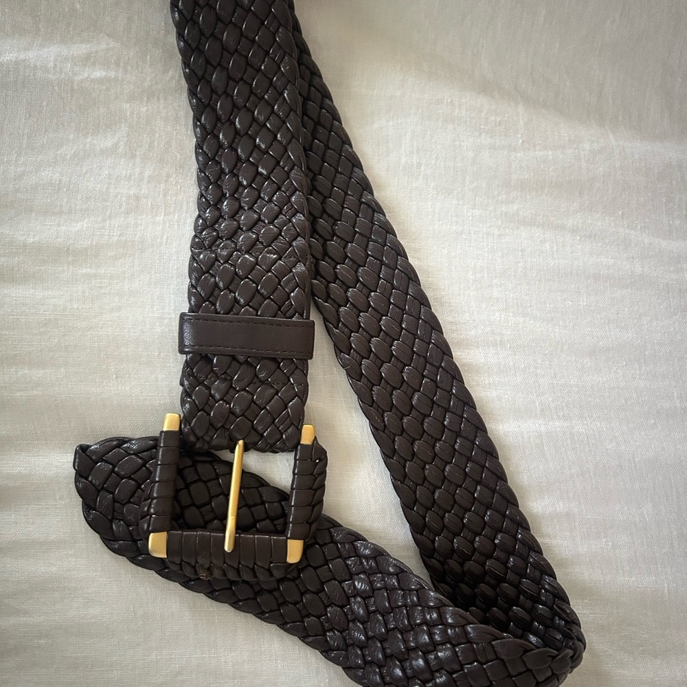 Vintage Americana by Sharif Elegant Brown Woven Leather Belt